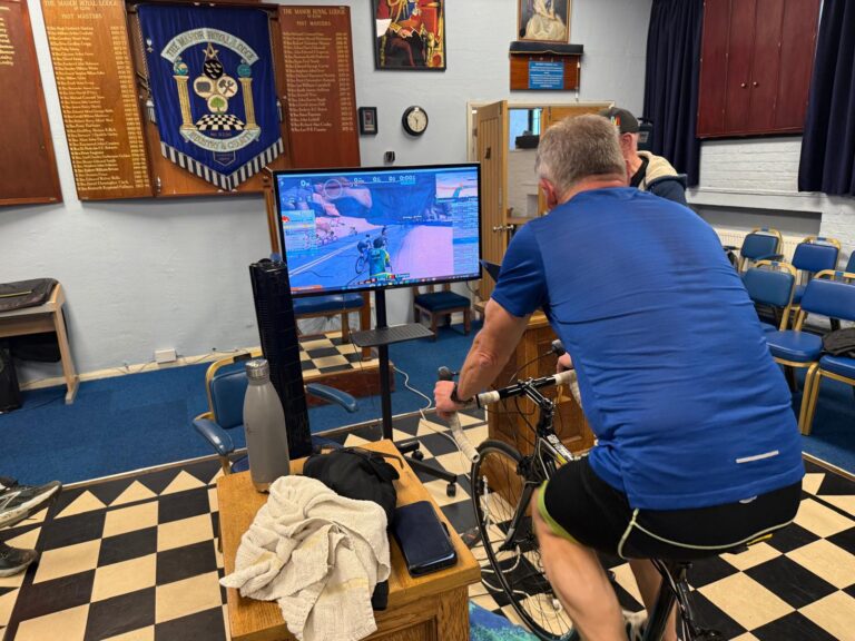 Chasing the other cyclists on the screen